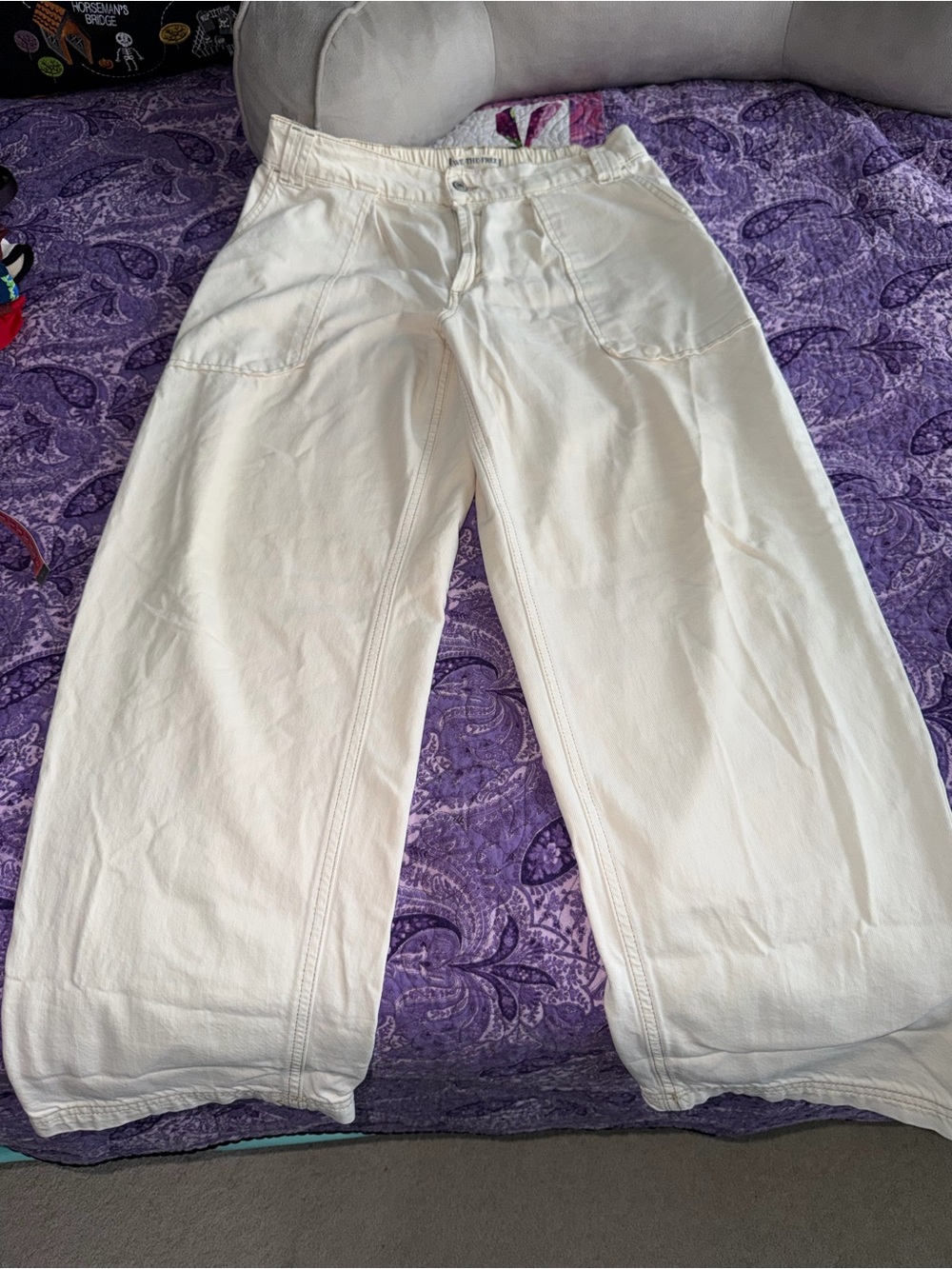 We The Free Free People Cream Wide Leg Jeans